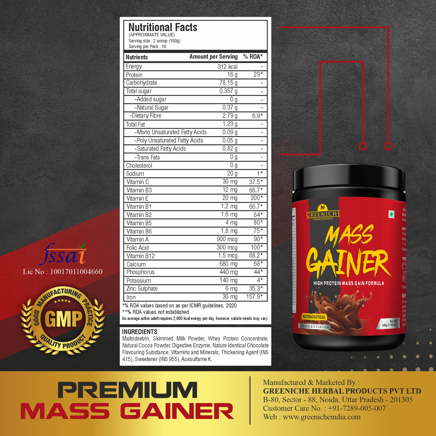 Greeniche Muscle Grow + Mass Gainer Combo – Ultimate Pack for Strength & Recovery
