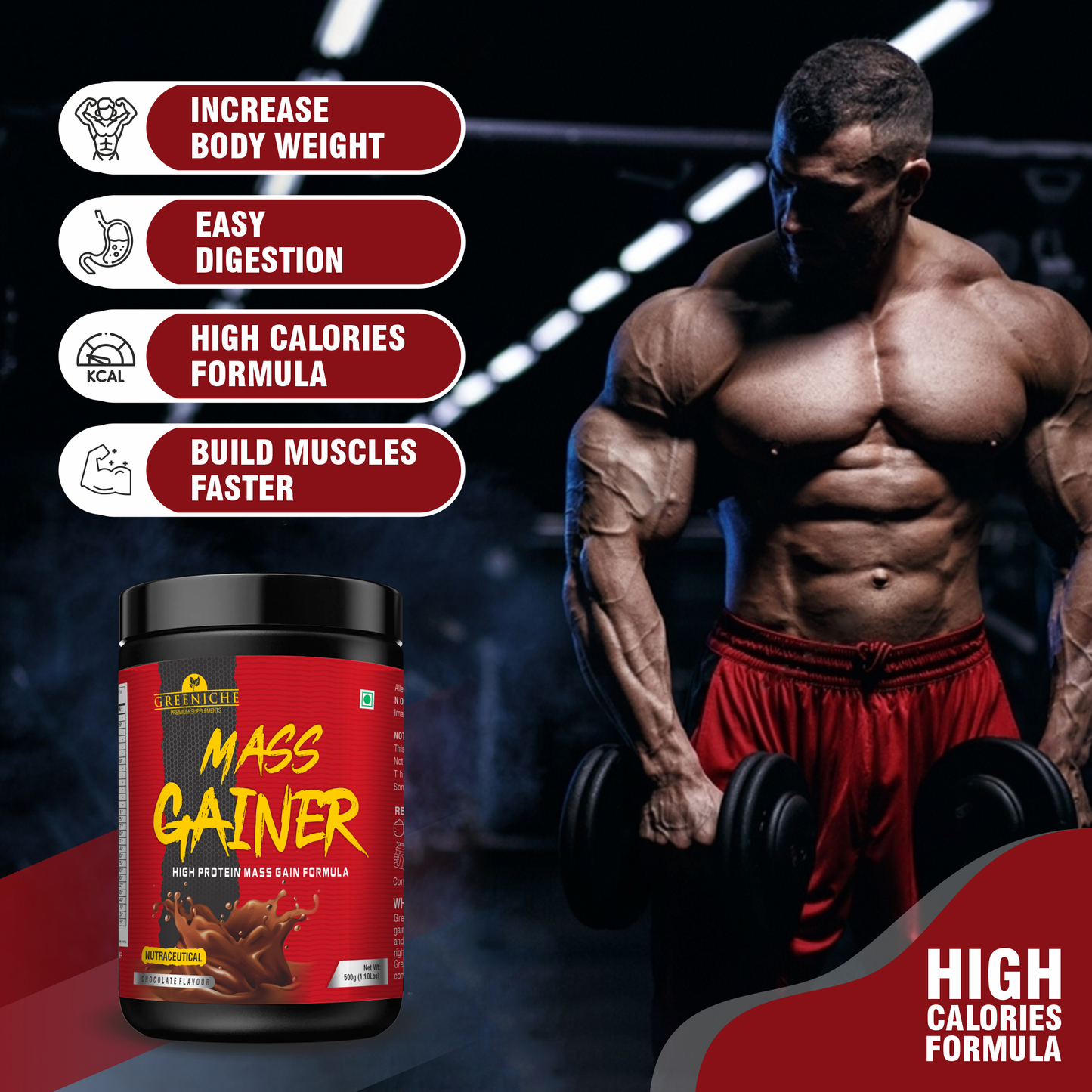 Greeniche Muscle Grow + Mass Gainer Combo – Ultimate Pack for Strength & Recovery
