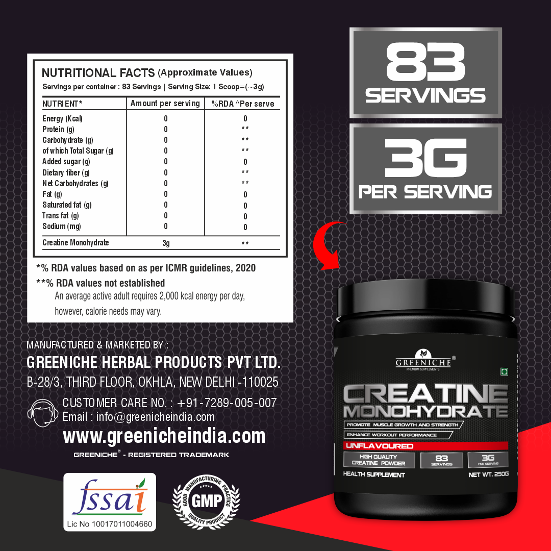 Greeniche Premium Micronized Creatine Monohydrate