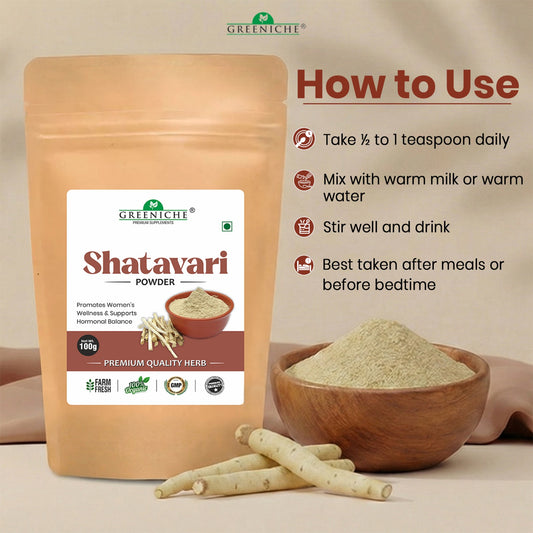 Greeniche Shatavari Powder – Natural Women’s Wellness & Hormonal Balance Support