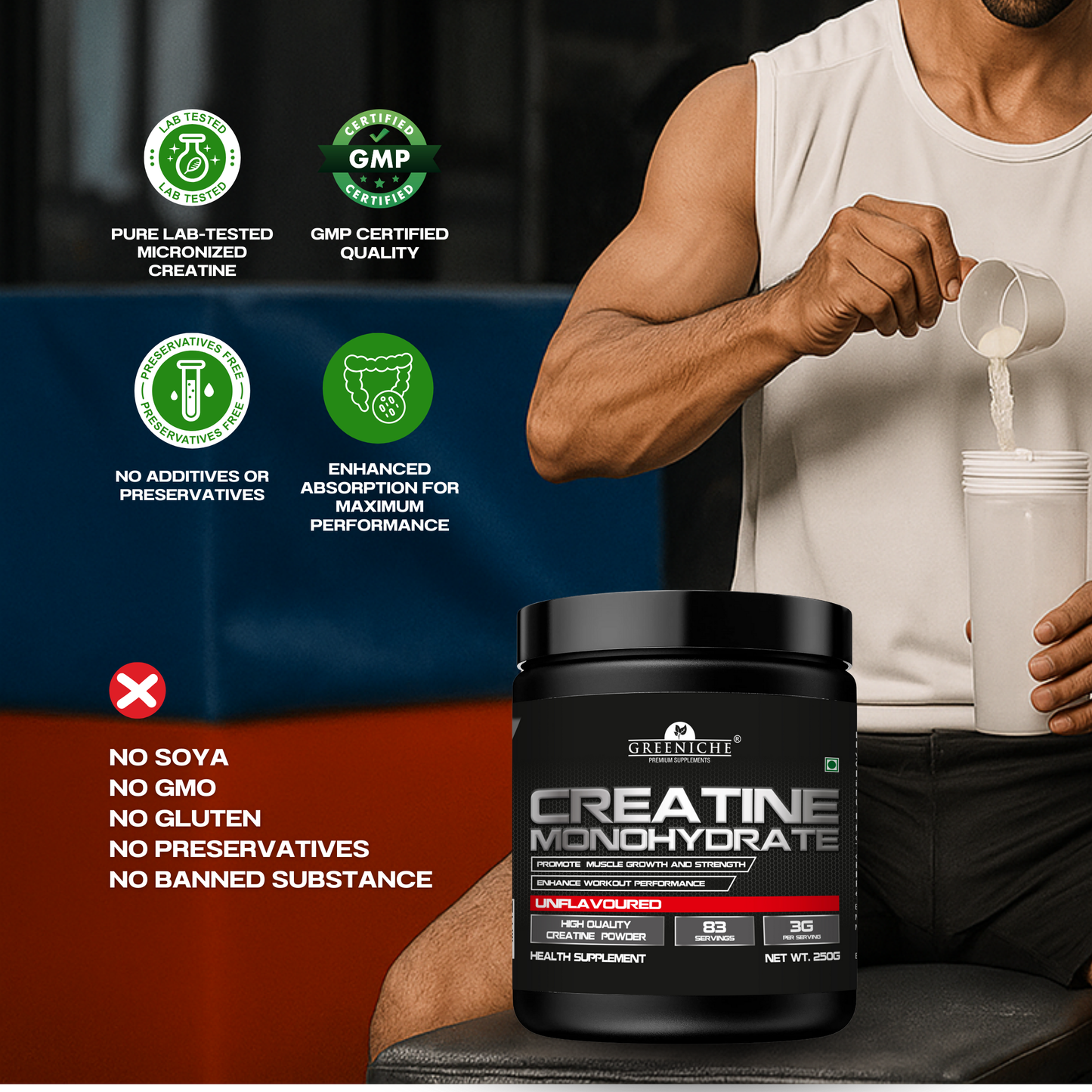 Greeniche Premium Micronized Creatine Monohydrate