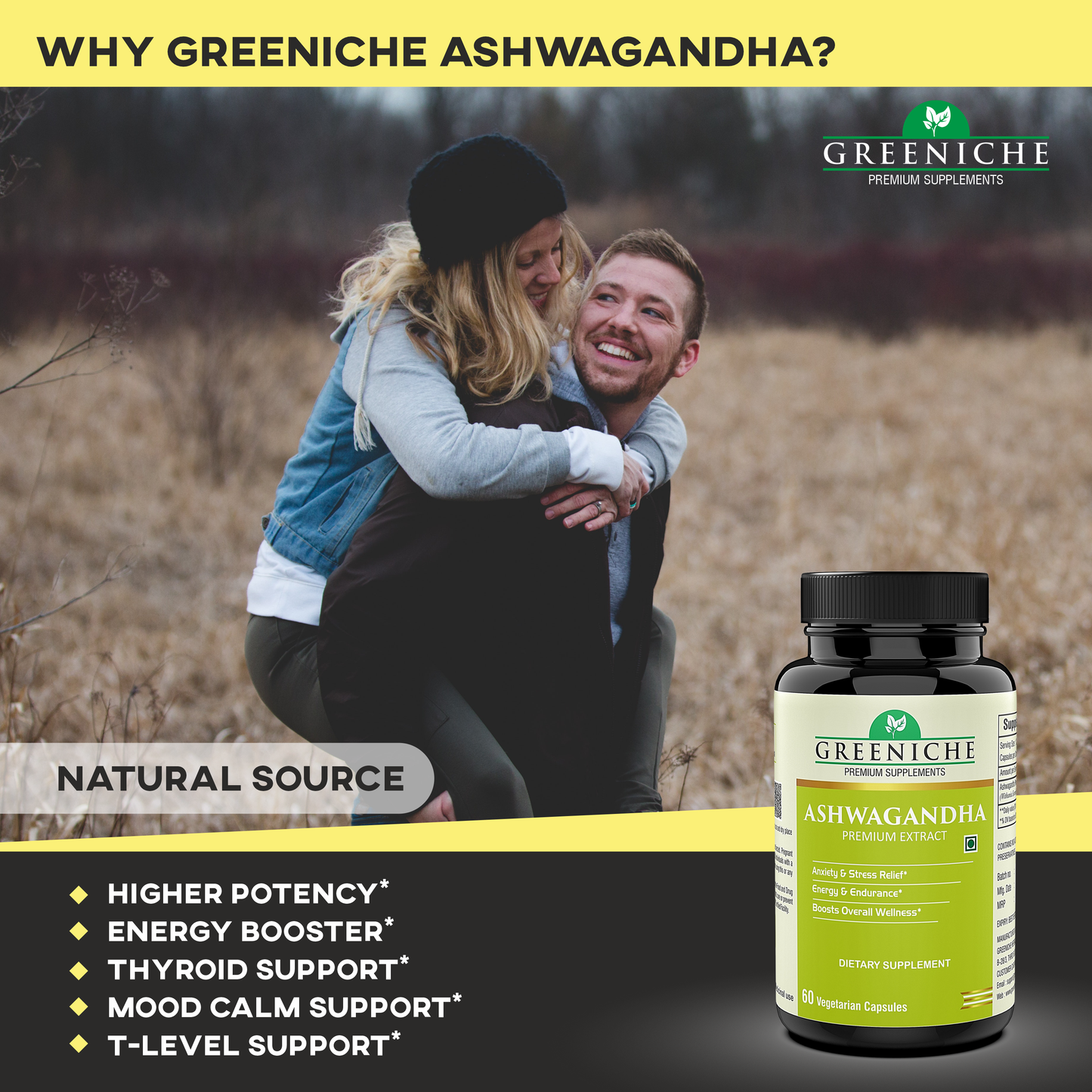 Greeniche Ashwagandha For Anxiety & Stress | Energy, Endurance And General Health