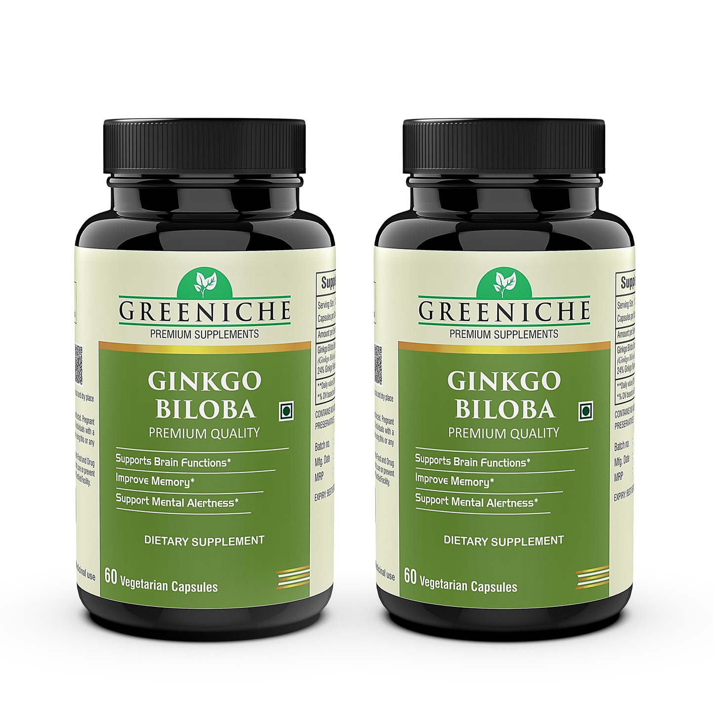Greeniche Ginkgo Biloba – Brain Health & Memory Support | Antioxidant-Rich Supplement for Cognitive Function & Mental Clarity