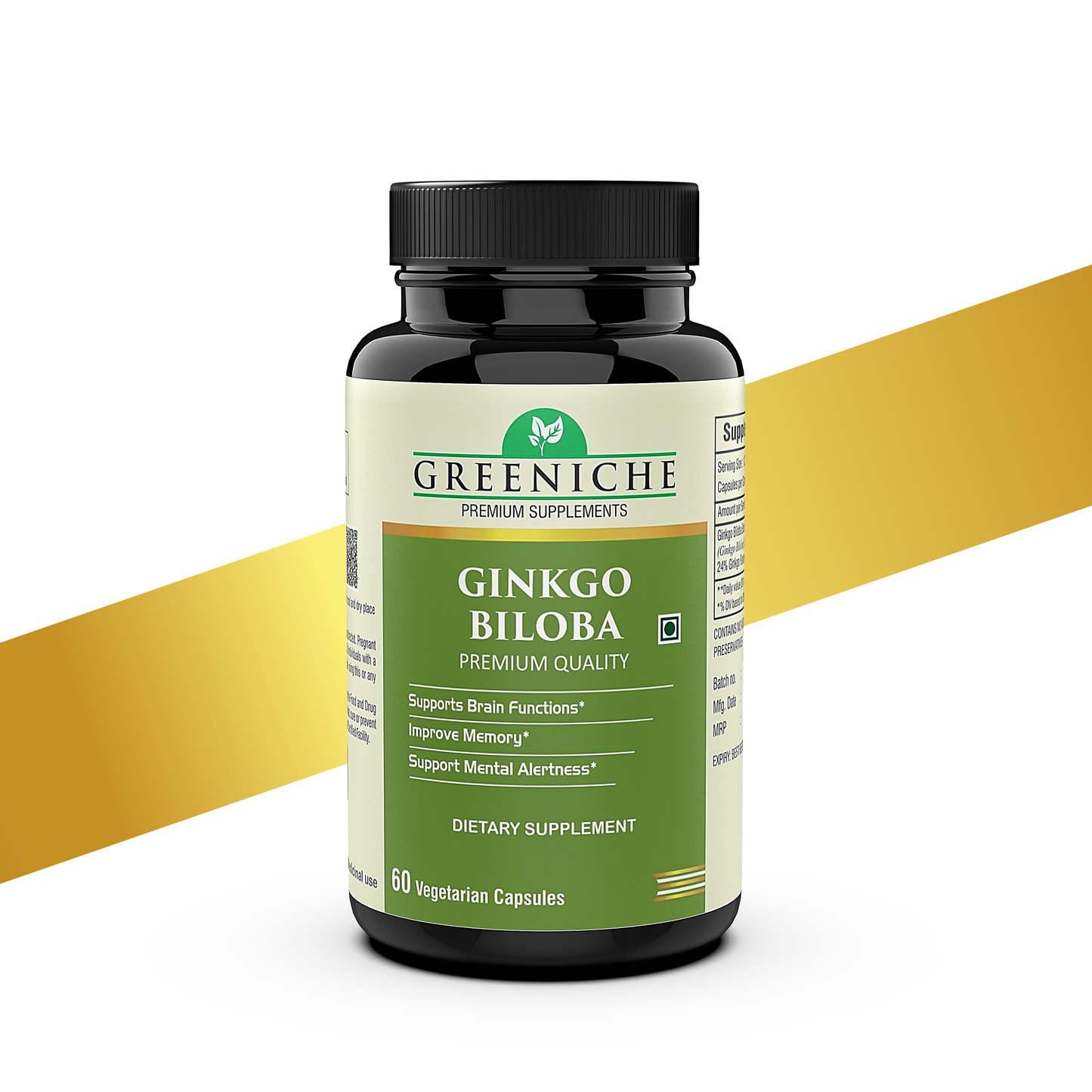 Greeniche Ginkgo Biloba – Brain Health & Memory Support | Antioxidant-Rich Supplement for Cognitive Function & Mental Clarity