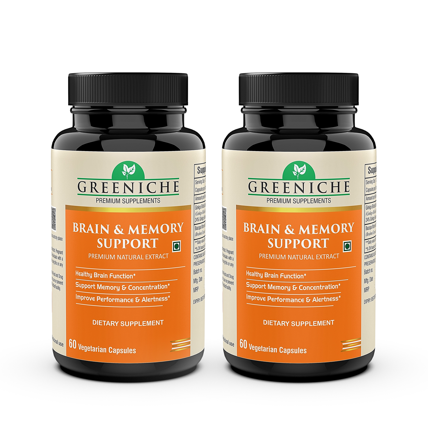 Greeniche Herbal Brain & Memory Support Capsules For Mind Wellness