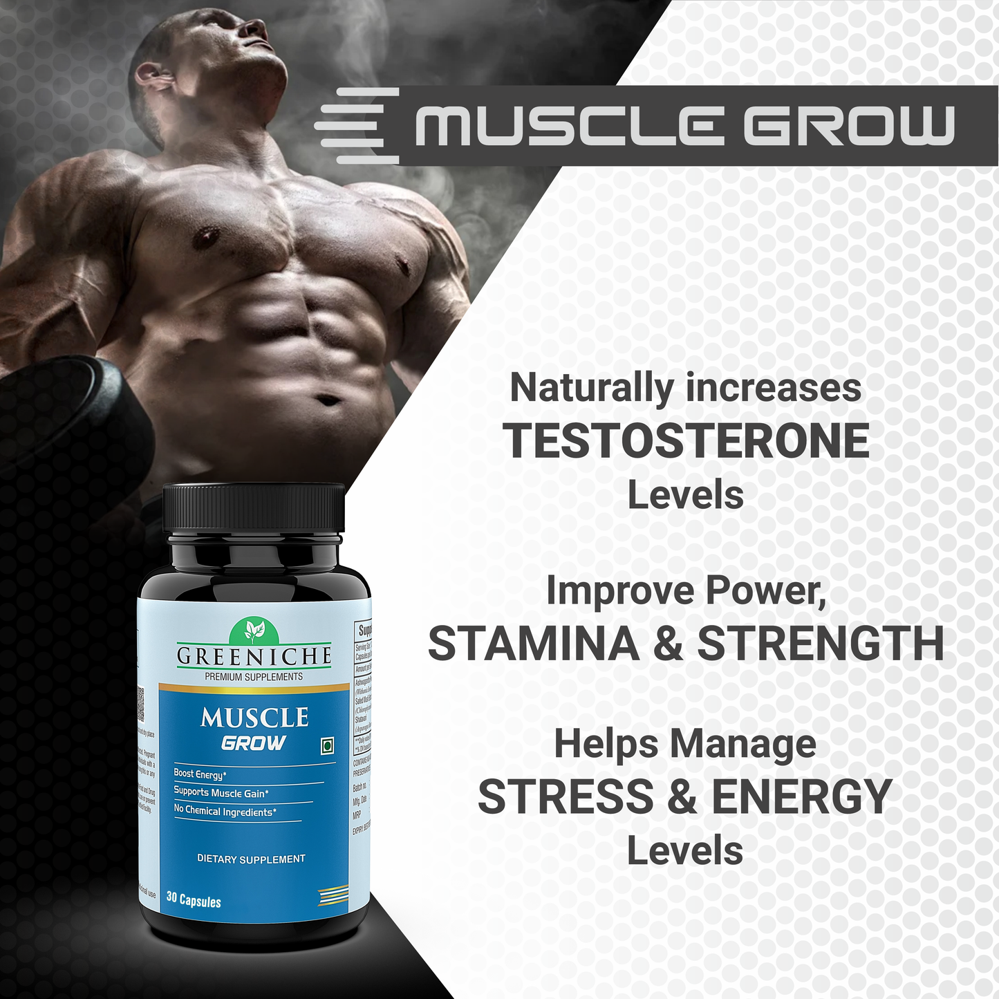 Greeniche Muscle Grow Natural Supplement For Muscle Gain & Body Strength