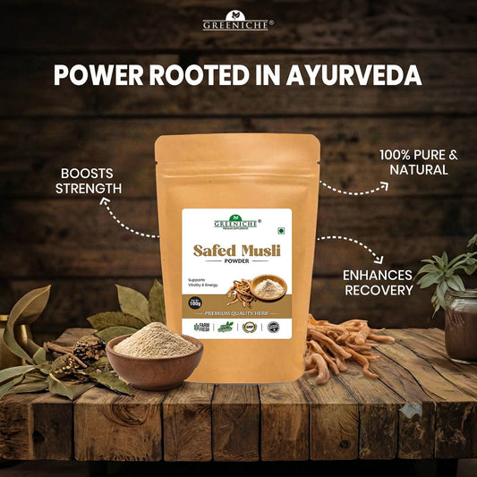 Greeniche Safed Musli Powder – Natural Support for Strength & Daily Energy