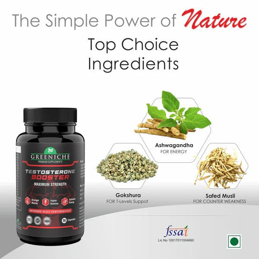 Greeniche Testosterone Booster For Men – Natural Strength, Energy & Vitality Support