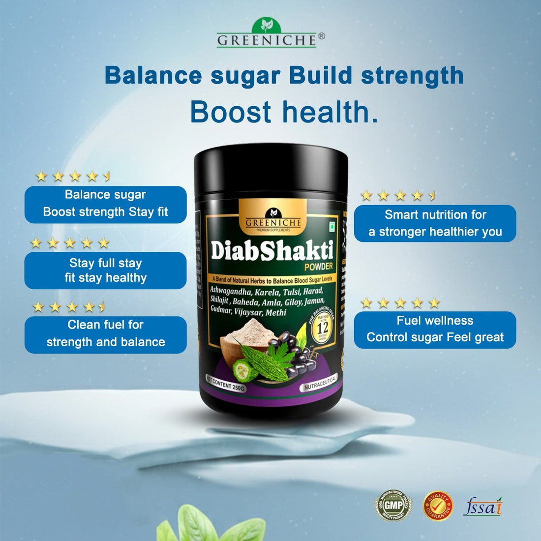 Greeniche DiabShakti Powder – Ayurvedic Support for Everyday Blood Sugar Balance