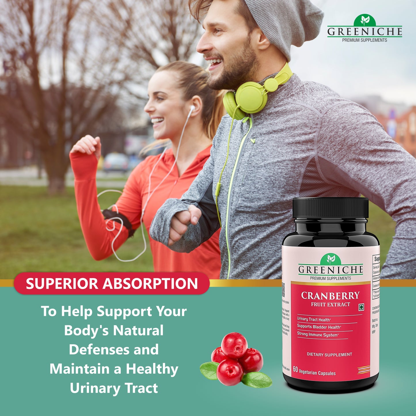 Greeniche Natural Cranberry Extract 500 Mg L Supports Urine Tract Health L Bladder Health L Support UTI Prevention