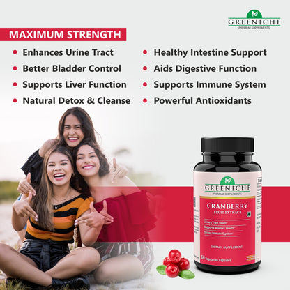 Greeniche Natural Cranberry Extract 500 Mg L Supports Urine Tract Health L Bladder Health L Support UTI Prevention