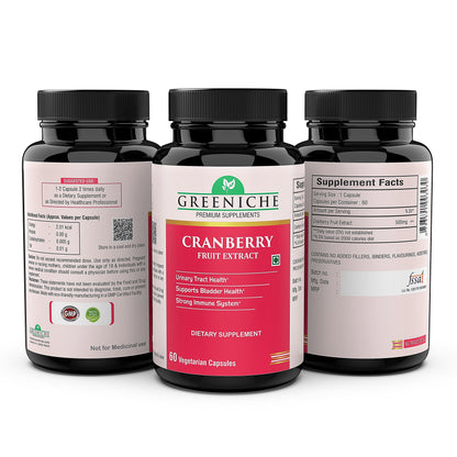 Greeniche Natural Cranberry Extract 500 Mg L Supports Urine Tract Health L Bladder Health L Support UTI Prevention