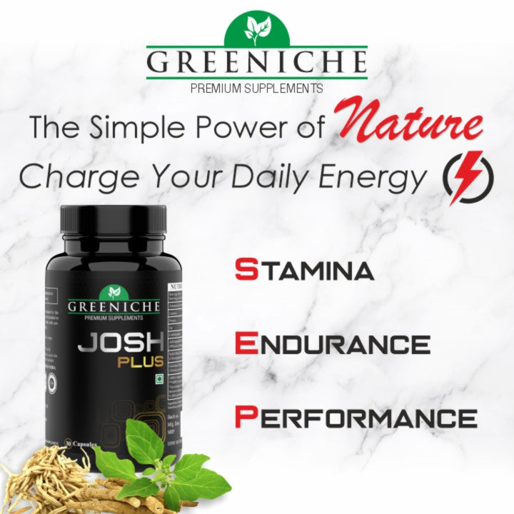 Greeniche 100% Ayurvedic Josh Plus for Men - Energy & Stamina - 100 Capsules