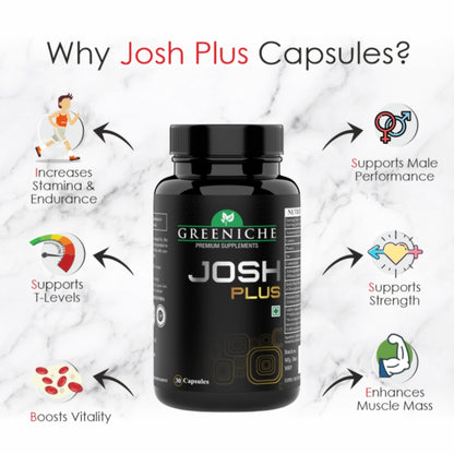 Greeniche 100% Ayurvedic Josh Plus for Men - Energy & Stamina - 100 Capsules