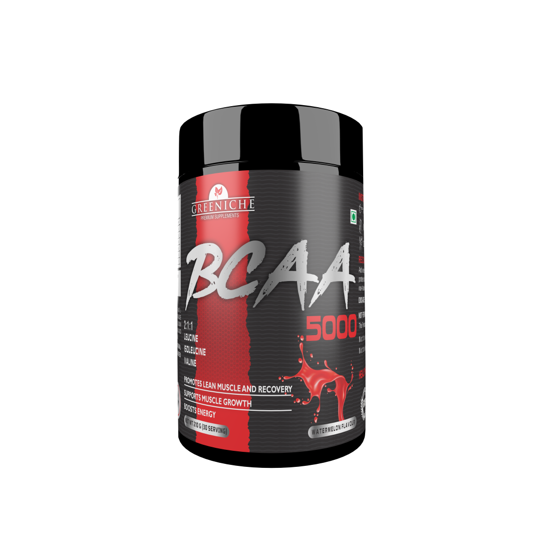 Greeniche BCAA for Men & Women | Ideal 2:1:1 Ratio | Muscle Recovery & Performance | Watermelon Flavor (210g)