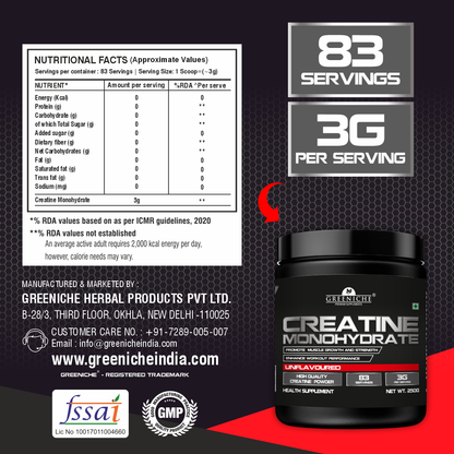 Greeniche Premium Micronized Creatine Monohydrate