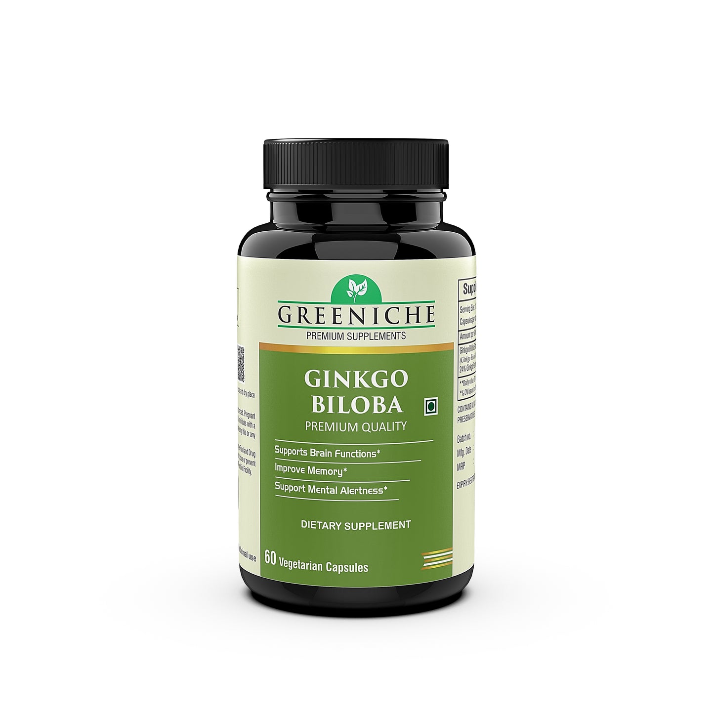 Greeniche Ginkgo Biloba – Brain Health & Memory Support | Antioxidant-Rich Supplement for Cognitive Function & Mental Clarity