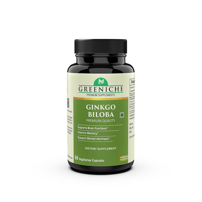 Greeniche Ginkgo Biloba – Brain Health & Memory Support | Antioxidant-Rich Supplement for Cognitive Function & Mental Clarity