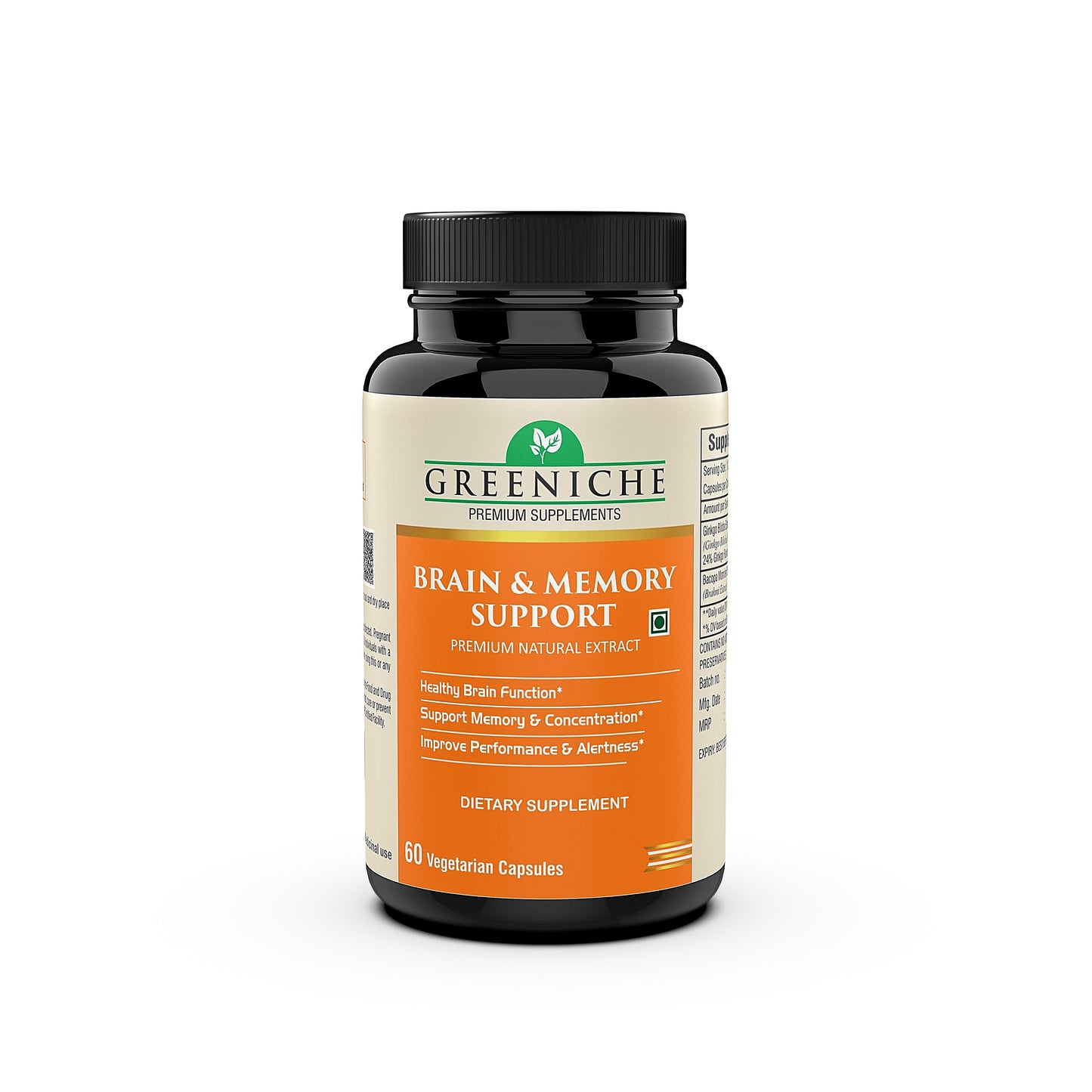 Greeniche Herbal Brain & Memory Support Capsules For Mind Wellness