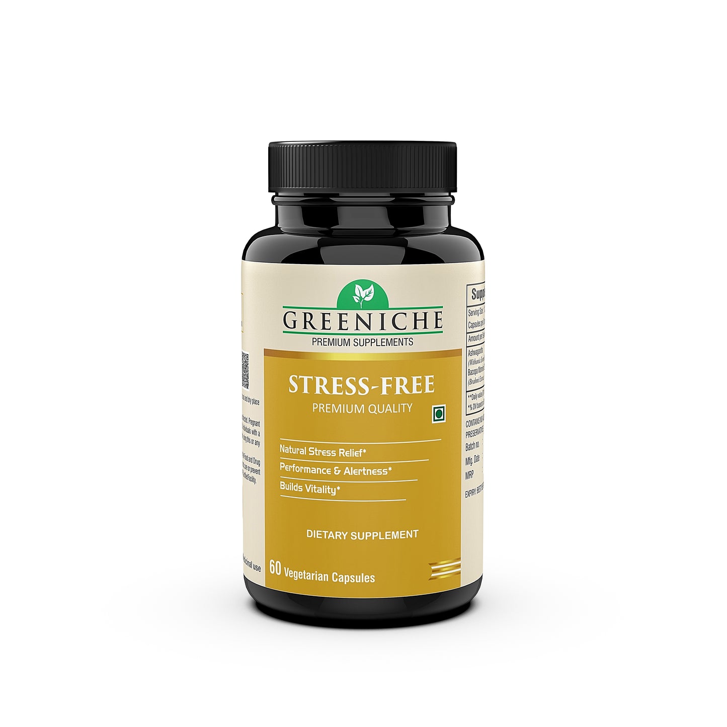 Greeniche Stress Free – Natural Stress Relief with Ashwagandha & Brahmi Extract | Supports Mental Calmness & Cognitive Function