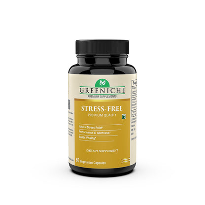 Greeniche Stress Free – Natural Stress Relief with Ashwagandha & Brahmi Extract | Supports Mental Calmness & Cognitive Function