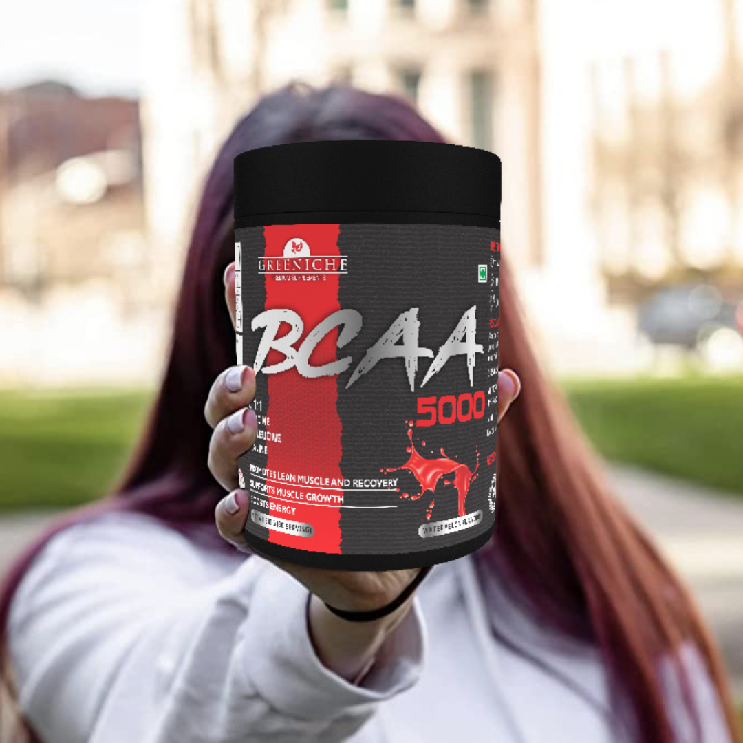 Greeniche BCAA for Men & Women | Ideal 2:1:1 Ratio | Muscle Recovery & Performance | Watermelon Flavor (210g)