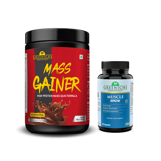 Greeniche Muscle Grow + Mass Gainer Combo – Ultimate Pack for Strength & Recovery