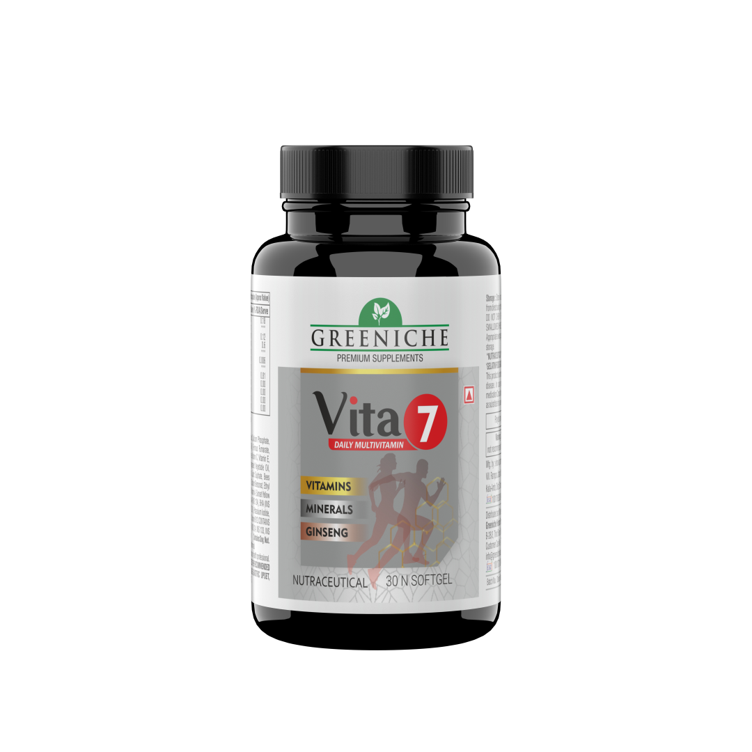 Greeniche Vita 7 Multivitamin with Ginseng for Daily Energy, Stamina & Immunity