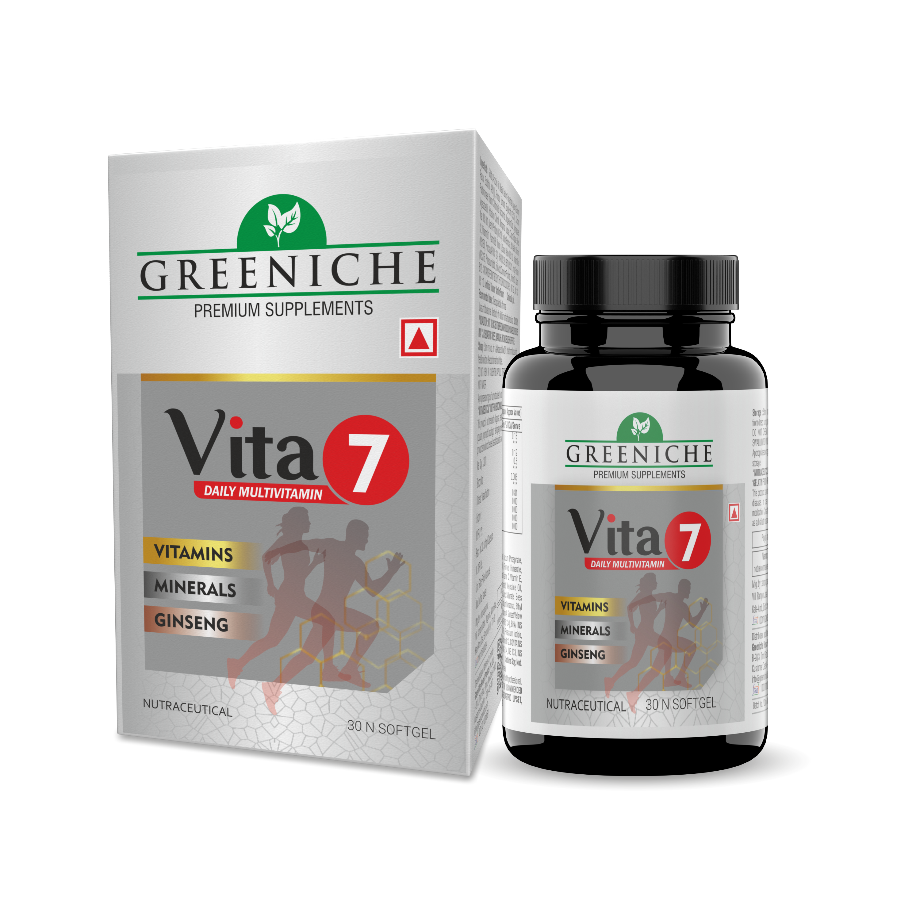 Greeniche Vita 7 Multivitamin with Ginseng for Daily Energy, Stamina & Immunity