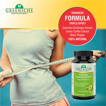 Greeniche Weight Management Garcinia Cambogia, Green Coffee & Green Tea for Weight Loss – 90 Capsules