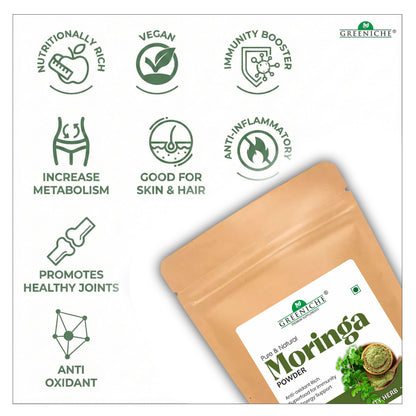 Greeniche Pure & Natural Moringa Powder – Premium Quality Organic Superfood