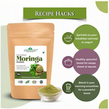 Greeniche Pure & Natural Moringa Powder – Premium Quality Organic Superfood