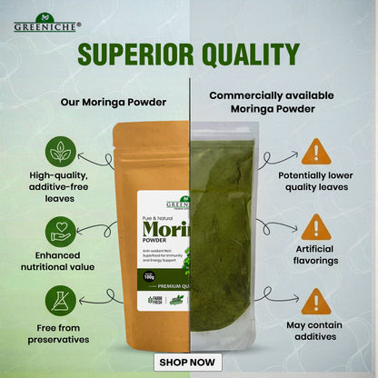 Greeniche Pure & Natural Moringa Powder – Premium Quality Organic Superfood