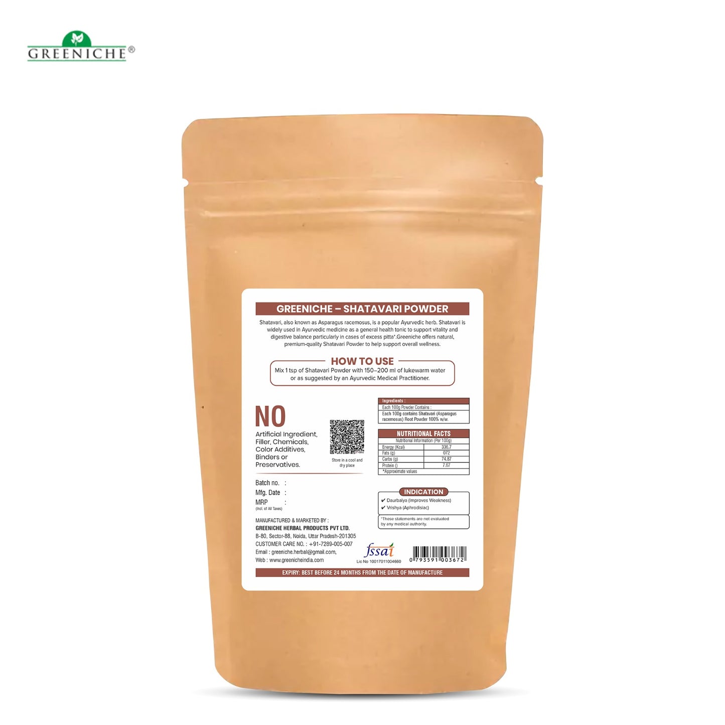 Greeniche Shatavari Powder – Natural Women’s Wellness & Hormonal Balance Support