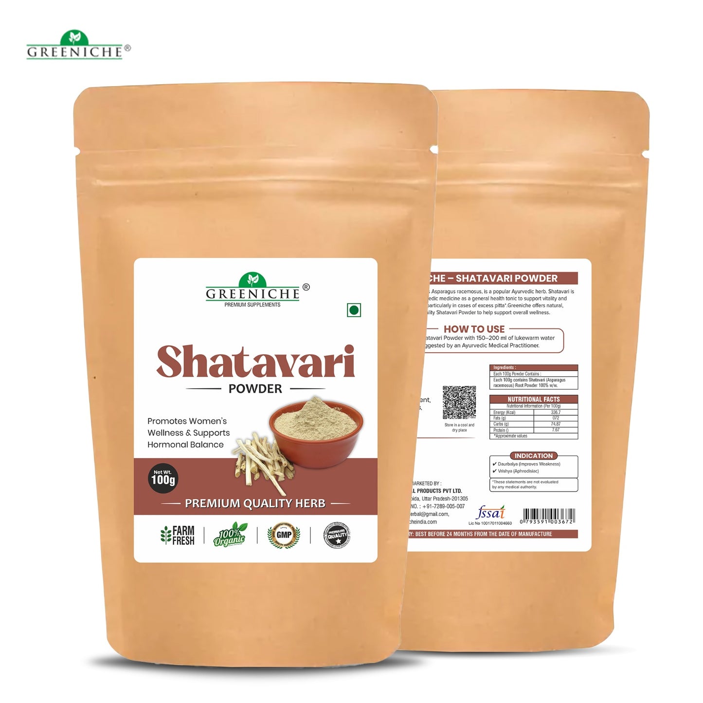 Greeniche Shatavari Powder – Natural Women’s Wellness & Hormonal Balance Support