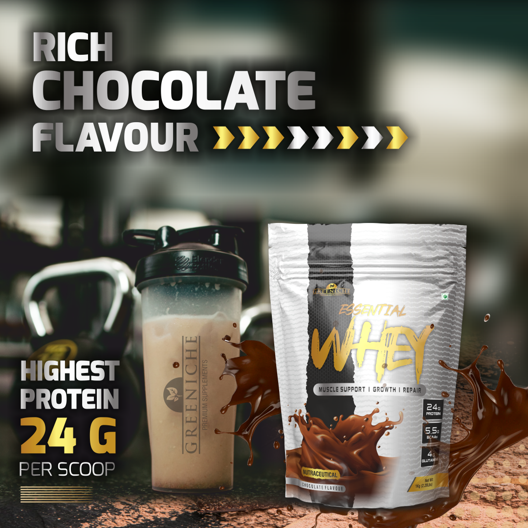Greeniche Essential Whey Protein | 24g Protein with Digestive Enzymes