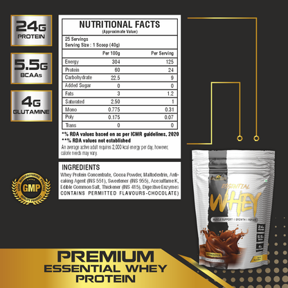 Greeniche Essential Whey Protein | 24g Protein with Digestive Enzymes