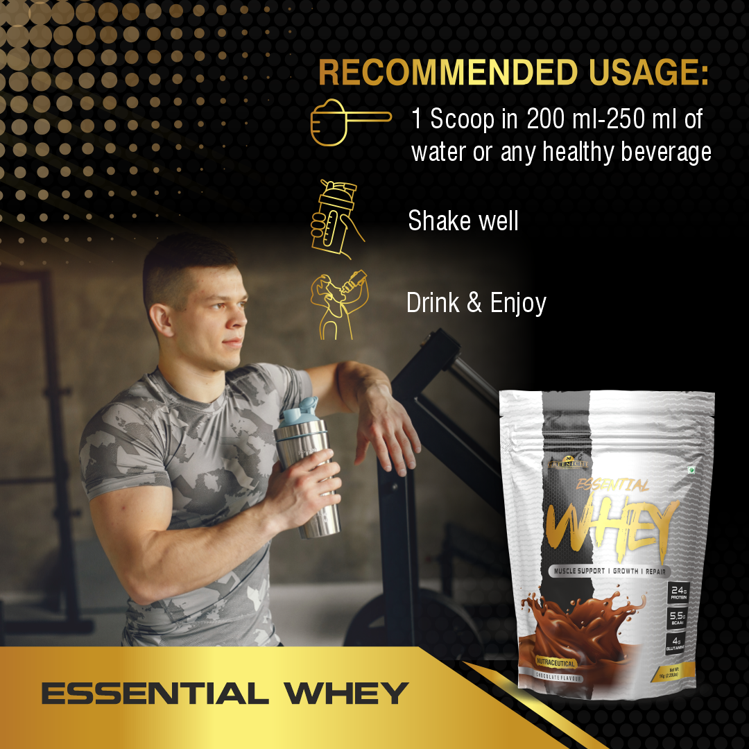 Greeniche Essential Whey Protein | 24g Protein with Digestive Enzymes