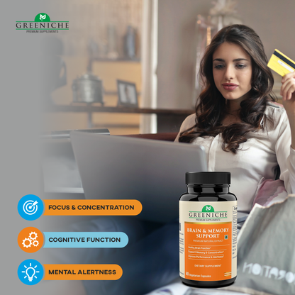 Greeniche Herbal Brain & Memory Support Capsules For Mind Wellness