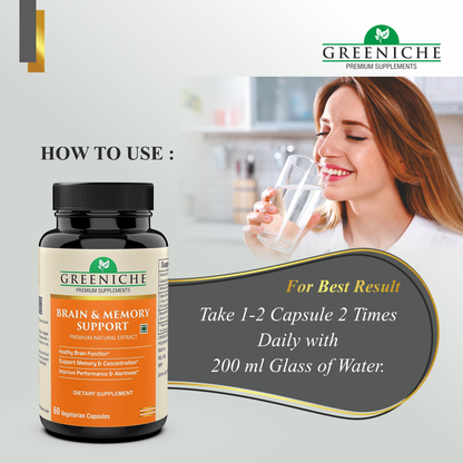 Greeniche Herbal Brain & Memory Support Capsules For Mind Wellness