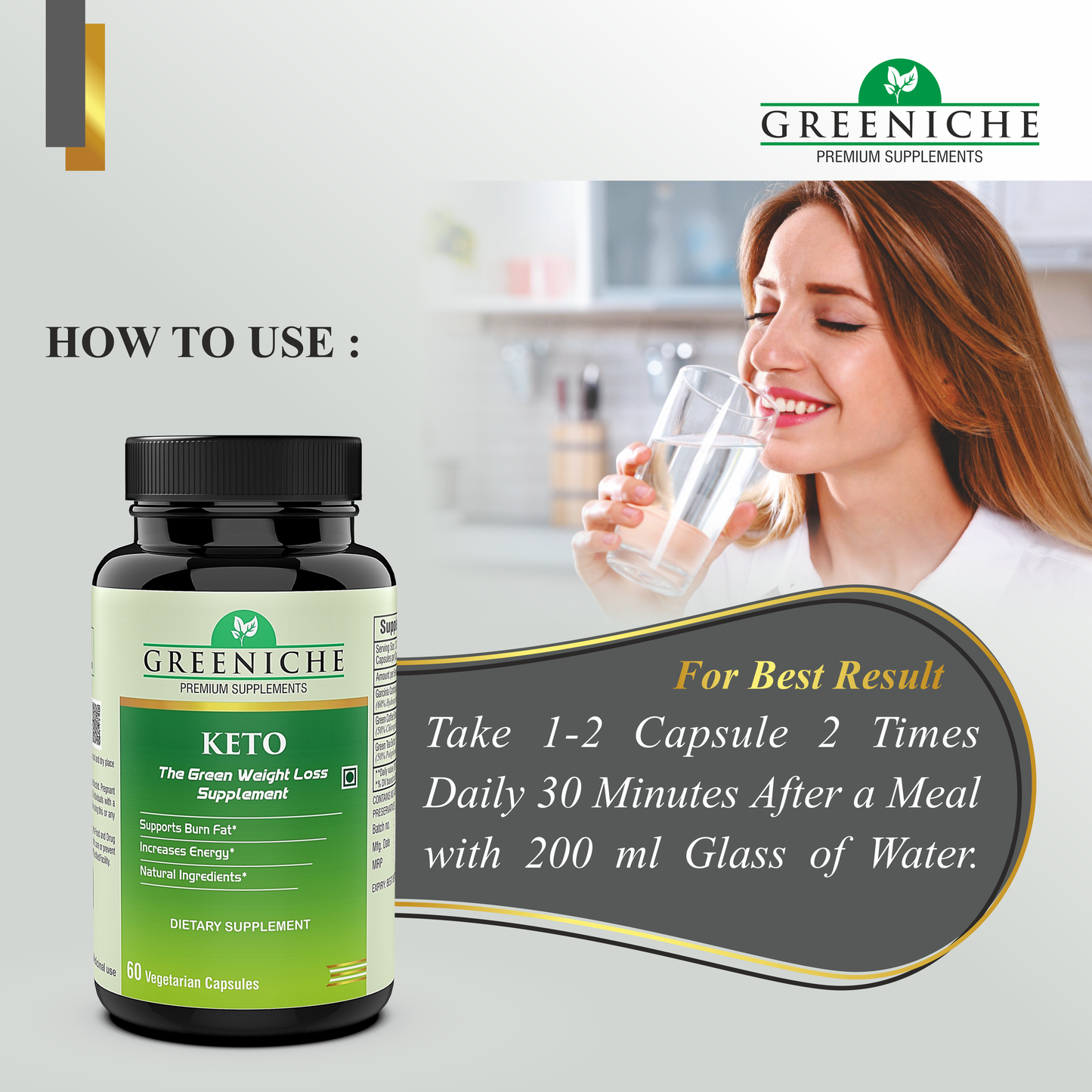 Greeniche Keto Natural Weight Loss Supplement For Men & Women