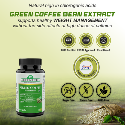 Greeniche Green Coffee Bean Extract 800mg For Weight Loss - 90 Capsules