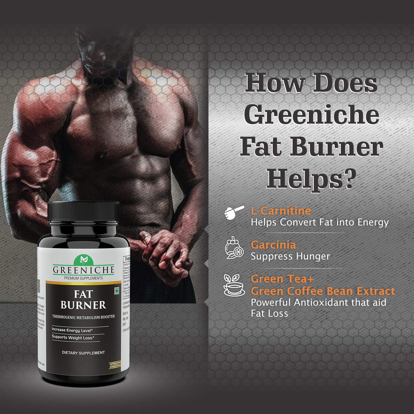Geeniche Thermogenic Fat Burner With L-Carnitine, Garcinia, Green Tea & More Ingredients