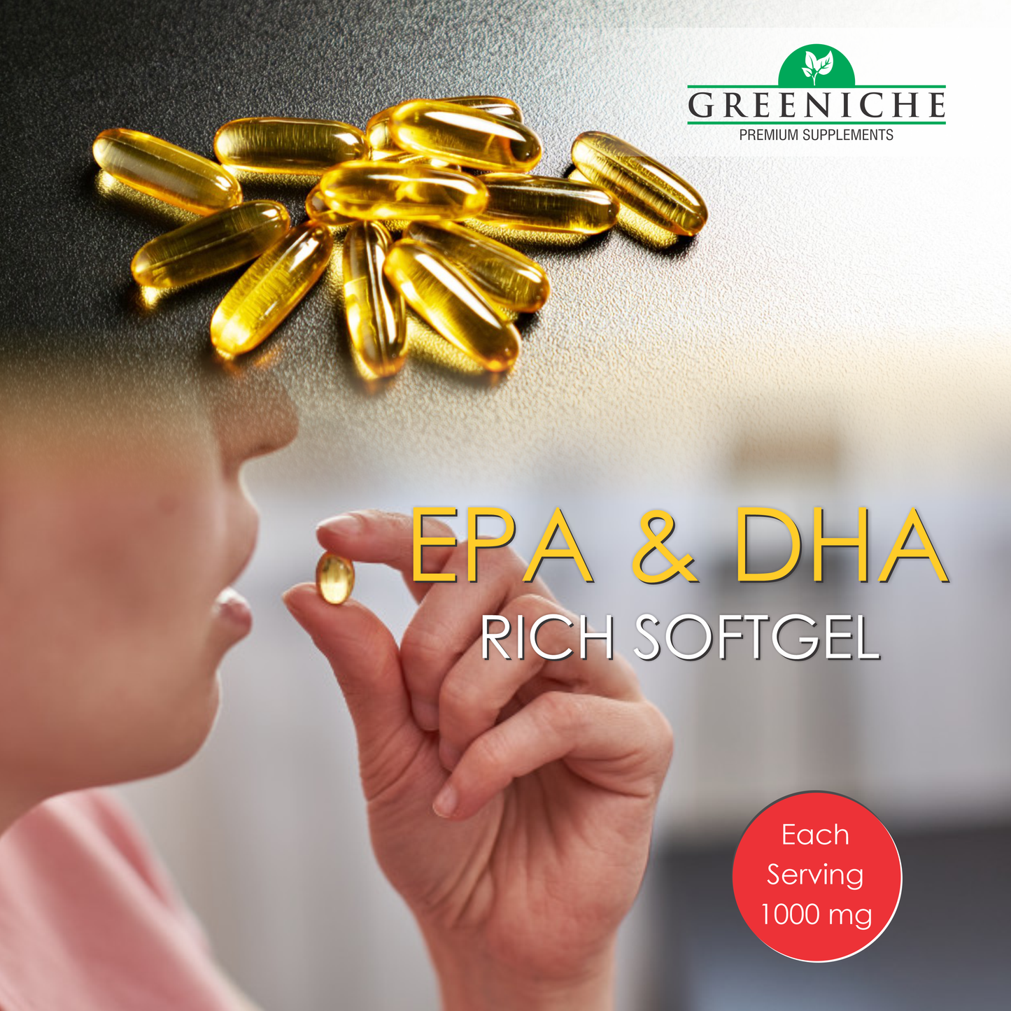 Greeniche Omega-3 Fish Oil (300mg EPA; 200mg DHA; 100mg Other Omega 3 Fatty Acids)